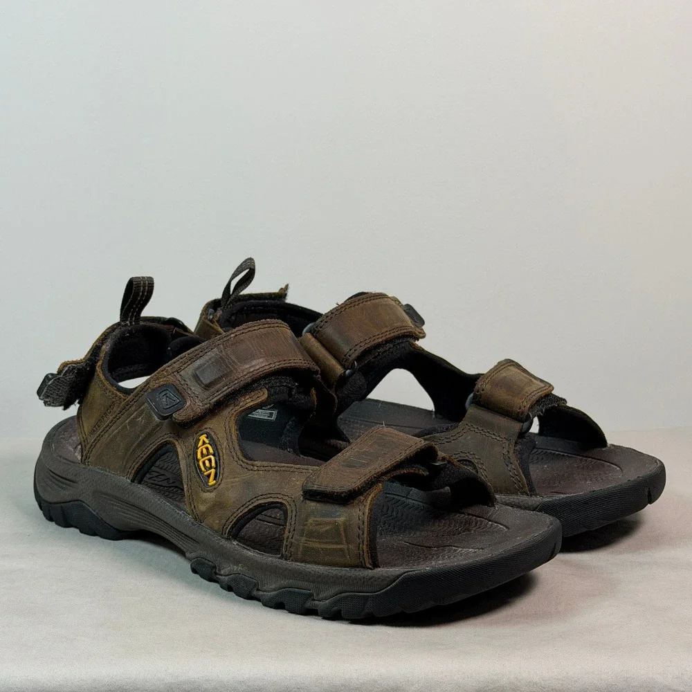 KEEN Targhee III Open Toe Sandals Mens 10.5 Brown Waterproof Leather 1022423